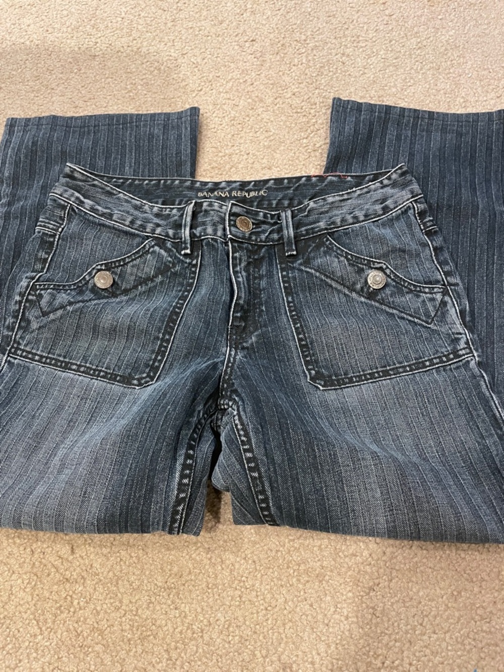 Banana Republic Women's Dark Blue Pinstripe Bootcut Jeans, size 6
